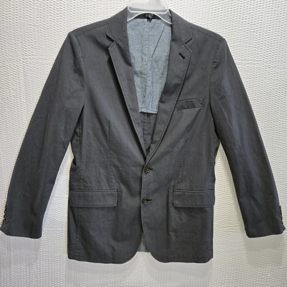 J Crew Unstructured Lightweight Men's Size S 100% Cotton Blazer Gray Pinstriped